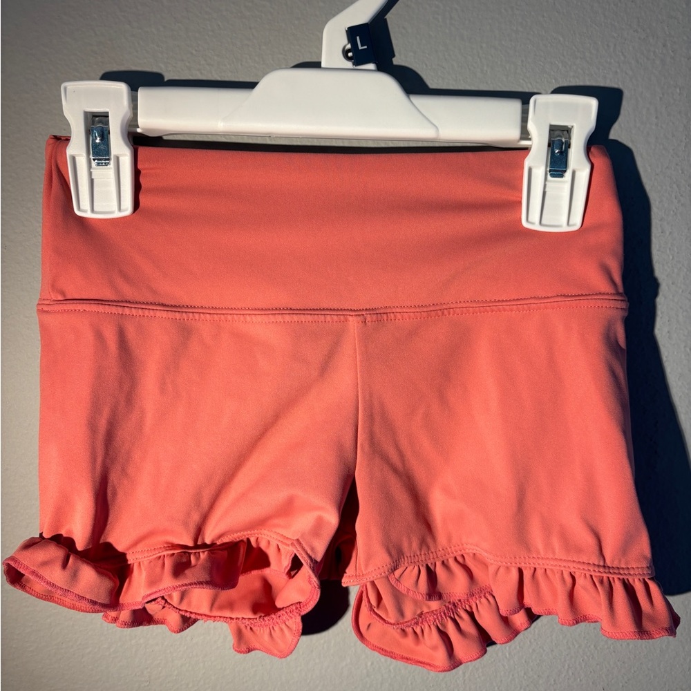 Coral Ruffle Hem Shorts